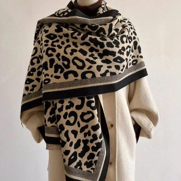 Multicolor Casual Women's Boho Double-Sided Leopard Print Jacquard Imitation Cas - Picture 1 of 4